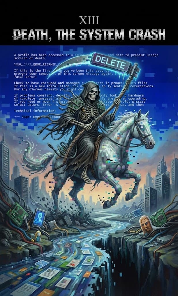 Death the System Crash — Chaos Tarot Card