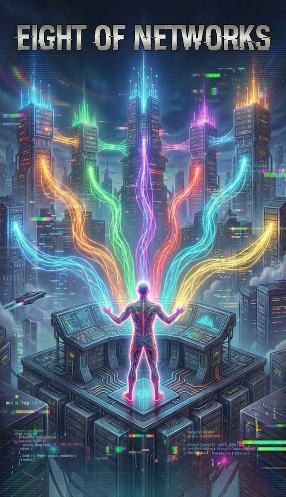 Eight of Networks — Chaos Tarot Card