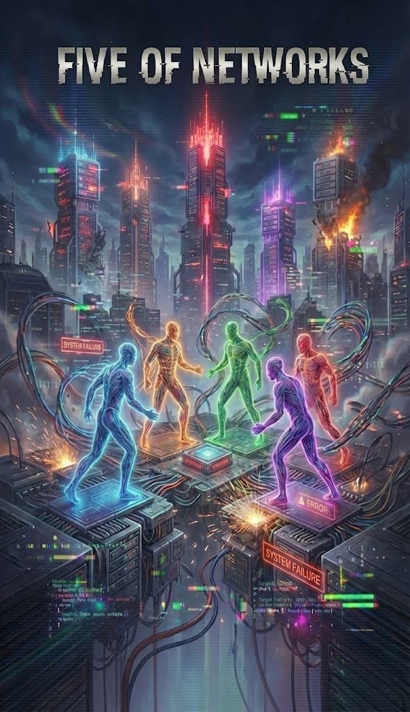 Five of Networks — Chaos Tarot Card