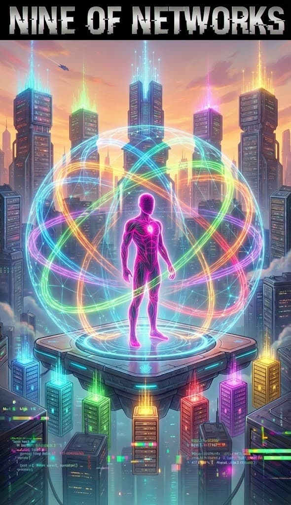 Nine of Networks — Chaos Tarot Card