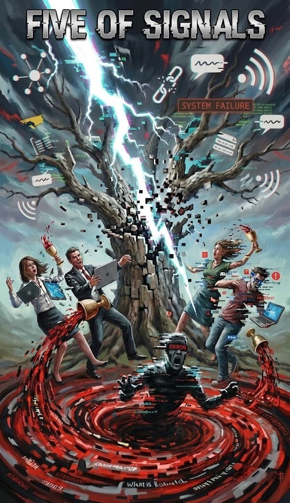 Five of Signals — Chaos Tarot Card